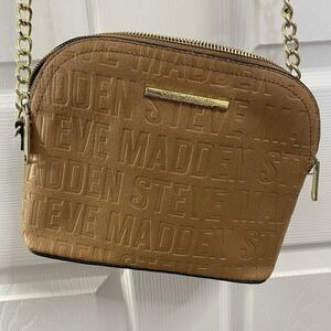 STEVE MADDEN HANDBAG BMARILYN COGNAC STAMPED LOGO GOLD‎ HARDWARE